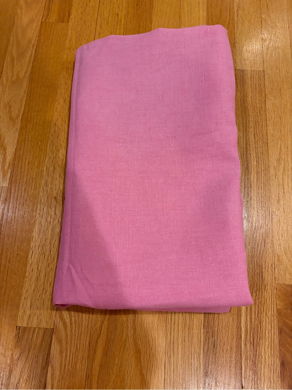 Soft Pink Linen tablecloth - Folded , approximately 86" by 70"